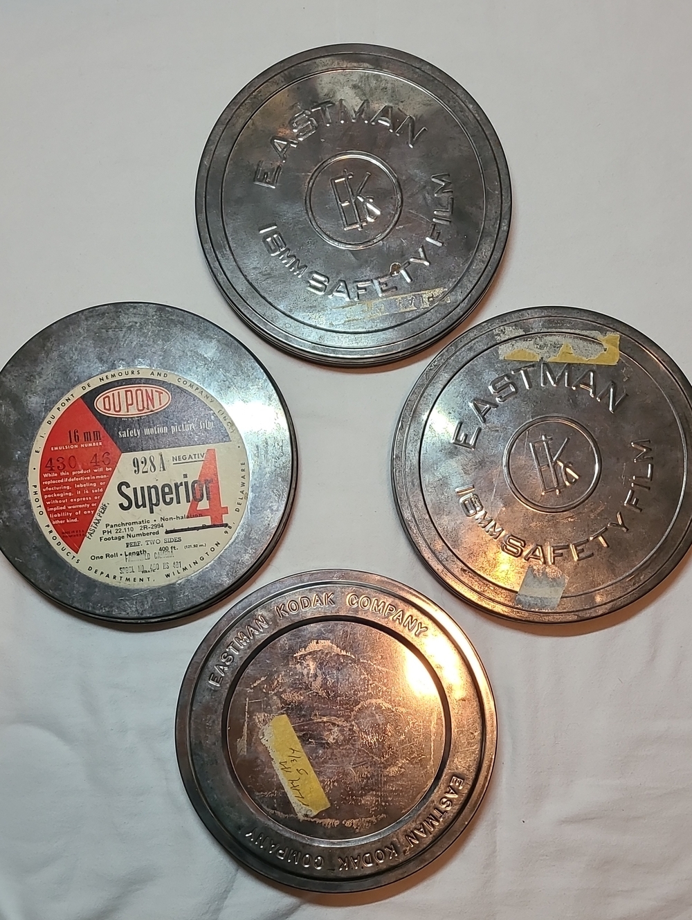 Eastman Kodak Dupont 16mm Metal Film Canisters Decoration Storage Movie Vintage